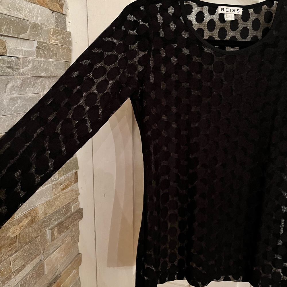 Reiss Sheer Long Sleeve Top, Size S - image 7